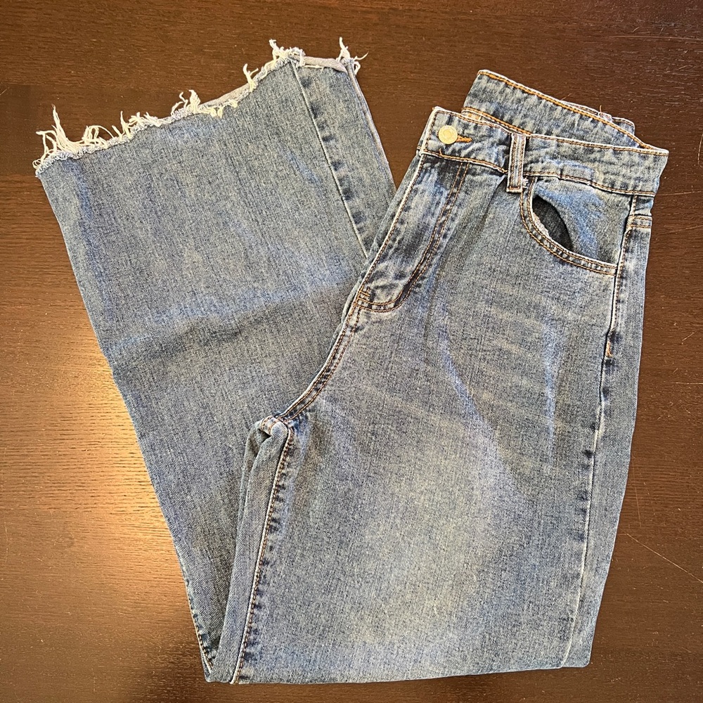 SHEIN Blue Wide Leg Jeans